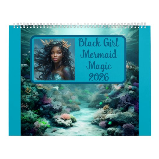 Black Girl Mermaid Magic 2026 カレンダー (カバー)