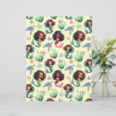Black Girl Mermaid Scrapbook Paper in Yellow (スタンド正面)