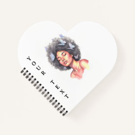 Black Girl Pastel Minimalistic Butterfly Custom ノートブック