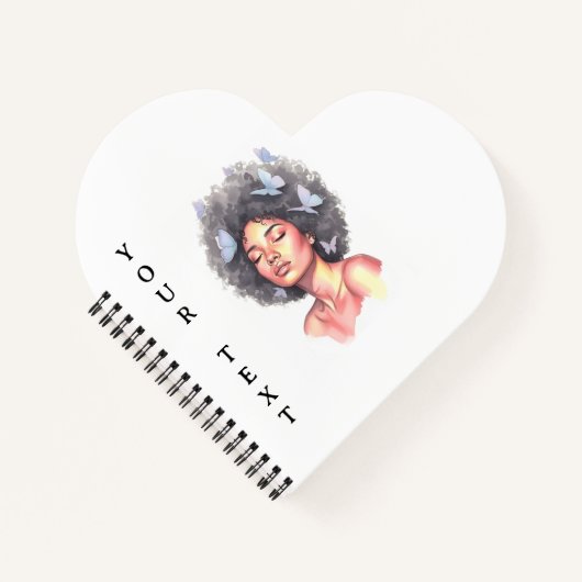 Black Girl Pastel Minimalistic Butterfly Custom ノートブック (正面)