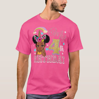 Black Girl Princess My 4th Birthday Girls Kids Bir Tシャツ