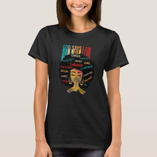 Black Girl Says I Am Black Melanin History Month P Tシャツ (正面)