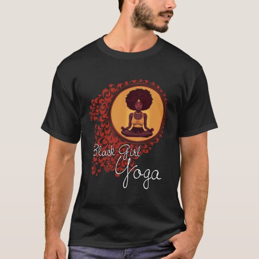 Black Girl Yoga Meditation or Exercise and Workout Tシャツ (正面)