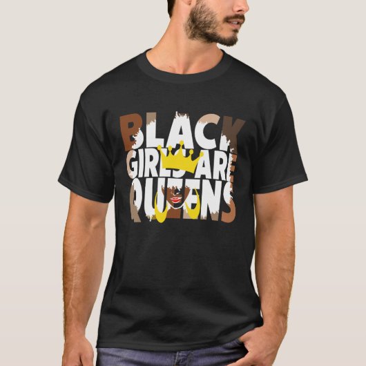 Black Girls Are Queen Retro Afro Girl Black Histor Tシャツ (正面)