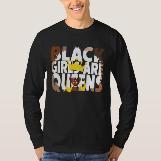 Black Girls Are Queen Retro Afro Girl Black Histor Tシャツ (正面)