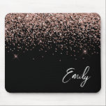 Black Girly Rose Gold Blush Pink Glitter Monogram マウスパッド<br><div class="desc">Black and Rose Gold - Blush Pink Sparkle Glitter Brushed Metal Monogram Name and Initial Mousepad (mouse pad). This makes the perfect sweet 16 birthday,  wedding,  bridal shower,  anniversary,  baby shower or bachelorette party gift for someone that loves glam luxury and chic styles.</div>