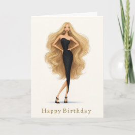 Black Glam Birthday Card for Fashion Lovers カード