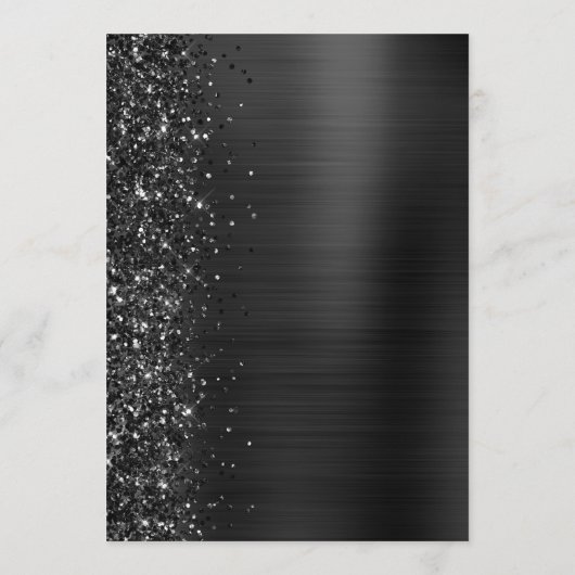 Black Glam Glitter Script Wedding メニュー (裏面)