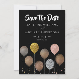 Black Glitter Balloon Save The Date Invitations セーブザデート