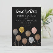 Black Glitter Balloon Save The Date Invitations セーブザデート (スタンド正面)
