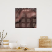 Black Glitter Birthday Alphabetic Seating Plan ポスター (キッチン)