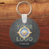 Black Glitter Business Logo Fleet Office Employee  キーホルダー (正面)