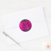 Black Glitter Hot Pink Foil 50th Birthday ラウンドシール (封筒)