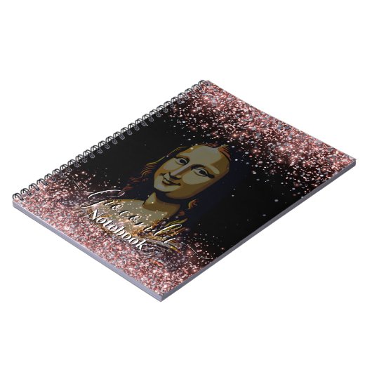  Black Glitter Leonardo Da Vinci Gioconda ノートブック (左側)
