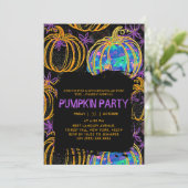 Black | Glitter Pumpkin Halloween 招待状 (スタンド正面)