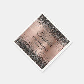 Black Glitter Rose Gold Foil 21st Birthday スタンダードカクテルナプキン (角)