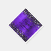 Black Glitter Violet Foil 21st Birthday スタンダードカクテルナプキン (角)