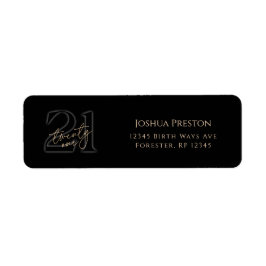 Black Gold 21st Birthday Return Address Label ラベル