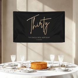 Black & Gold 30th Birthday Party Welcome Banner 横断幕