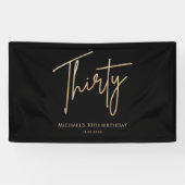 Black & Gold 30th Birthday Party Welcome Banner 横断幕 (横)