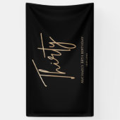 Black & Gold 30th Birthday Party Welcome Banner 横断幕 (縦)
