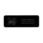 Black Gold 30th Birthday Return Address Label ラベル (正面)
