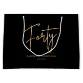Black & Gold 40th Birthday Party ラージペーパーバッグ (正面)