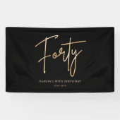 Black & Gold 40th Birthday Party Welcome Banner 横断幕 (横)