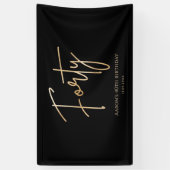 Black & Gold 40th Birthday Party Welcome Banner 横断幕 (縦)
