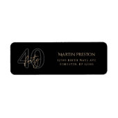 Black Gold 40th Birthday Return Address Label ラベル (正面)