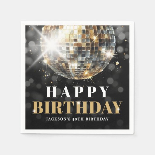 Black Gold 50th Birthday Party スタンダードカクテルナプキン (正面)