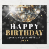 Black Gold 50th Birthday Party スパークリングワインラベル (シングルラベル)