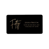 Black & Gold 50th Birthday Party Address Label ラベル (正面)