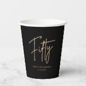 Black & Gold 50th Birthday Party Paper Cups 紙コップ (正面)