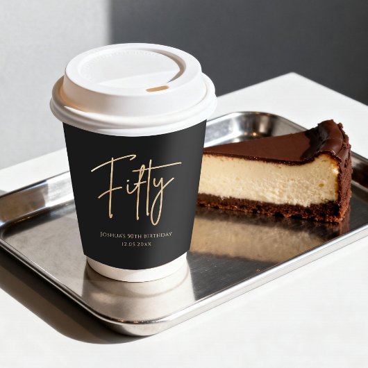 Black & Gold 50th Birthday Party Paper Cups 紙コップ
