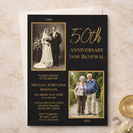 Black Gold 50th Wedding Anniversary Invitation 招待状