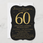 Black & Gold 60th Birthday Invitation 招待状 (正面)