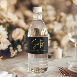 Black & Gold 60th Birthday Party ペットボトルラベル