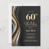 Black Gold 60th Birthday Party 招待状 (正面)