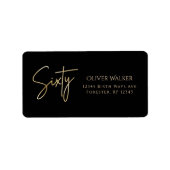 Black & Gold 60th Birthday Party Address Label ラベル (正面)