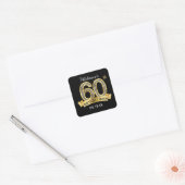 Black & Gold 60th Birthday Stickers スクエアシール (封筒)