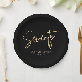Black & Gold 70th Birthday Party Paper Plates ペーパープレート