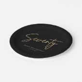 Black & Gold 70th Birthday Party Paper Plates ペーパープレート (アングル)