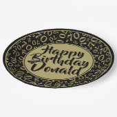 Black/Gold 70th Random Number Pattern ペーパープレート (アングル)