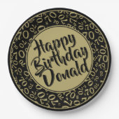 Black/Gold 70th Random Number Pattern ペーパープレート (正面)