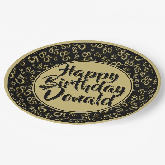 Black/Gold 85th Random Number Pattern ペーパープレート (アングル)