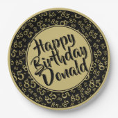 Black/Gold 85th Random Number Pattern ペーパープレート (正面)