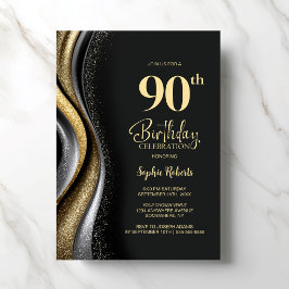 Black Gold 90th Birthday Party 招待状