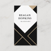 Black Gold Abstract Geometric Real Estate Agent 名刺 (正面)