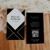 Black Gold Abstract Geometric Real Estate Agent 名刺